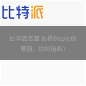 比特派资源 选择Bitpie的原因，你知道吗？