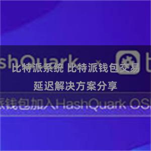 比特派系统 比特派钱包交易延迟解决方案分享